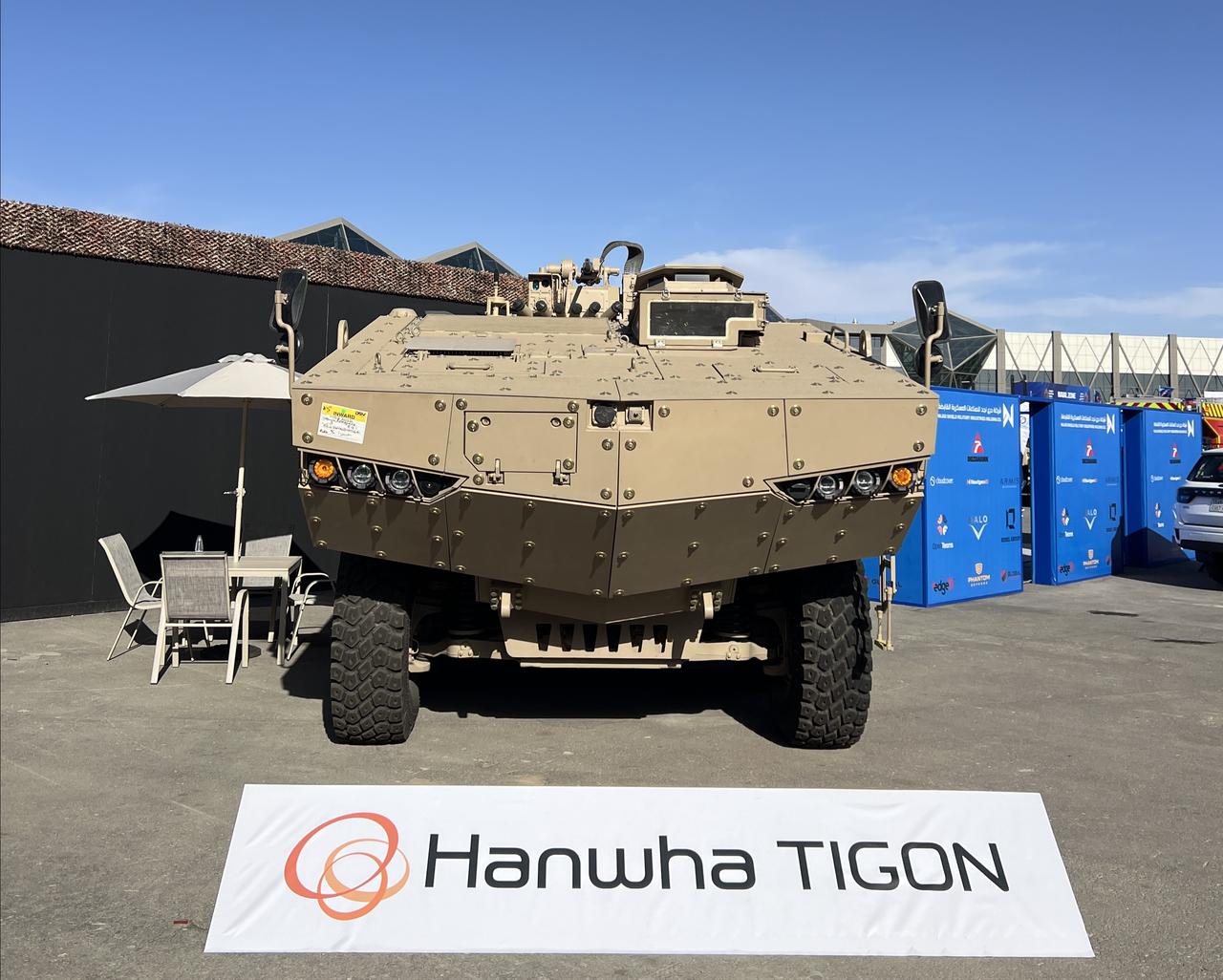 8x8 Tigon armored vehicle of South Korean Hanwha Aerospace at the World Defense Show, Feb. 8, 2026. (AA Photo)