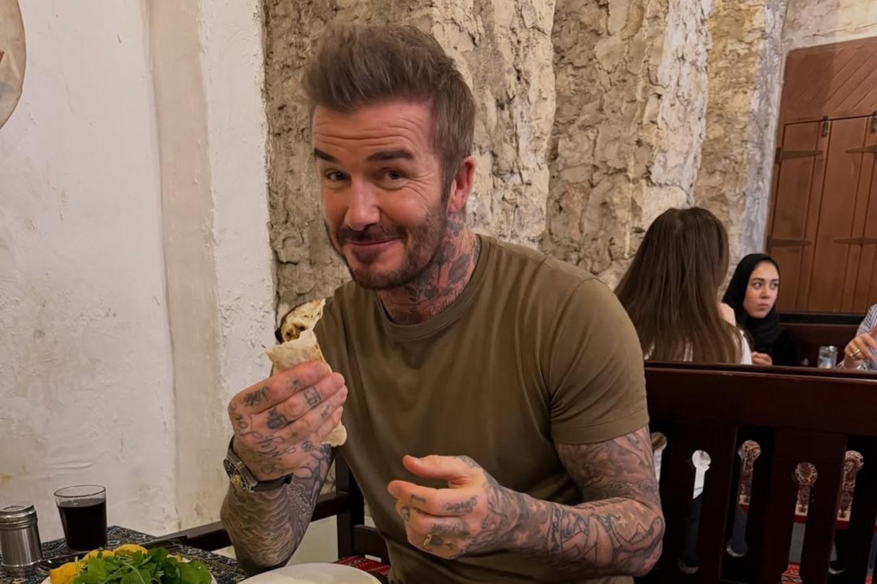 David Beckham drops by kebab restaurant kitchen during Qatar visit