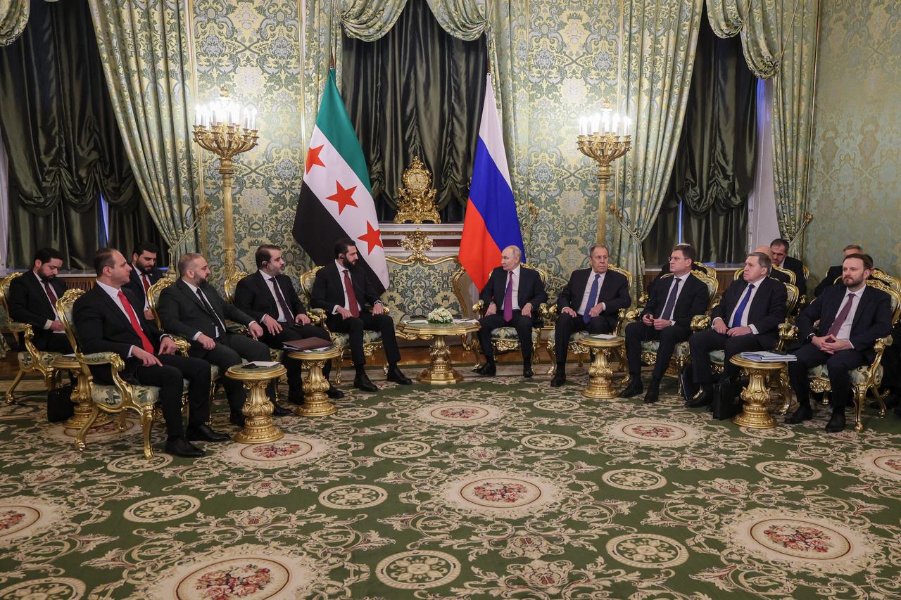 Russian President Vladimir Putin meets with Syria's President Ahmed al-Sharaa at the Kremlin in Moscow on January 28, 2026. (AFP Photo)