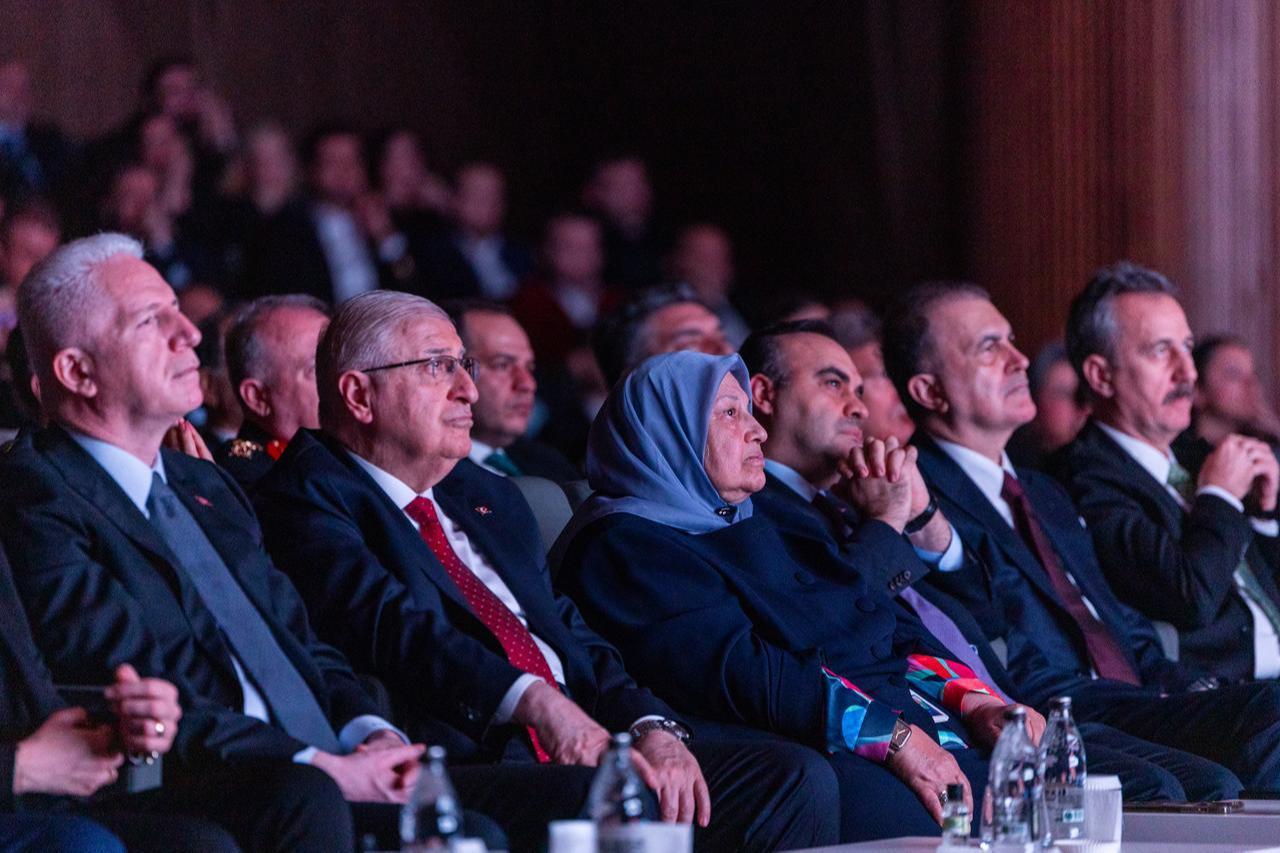 Minister of National Defense Yasar Guler (2nd from L), at the documentary screening ceremony "Ozdemir Bayraktar - A Raider Passed Through This World" in Istanbul, Türkiye, Feb. 7, 2026. (AA Photo)