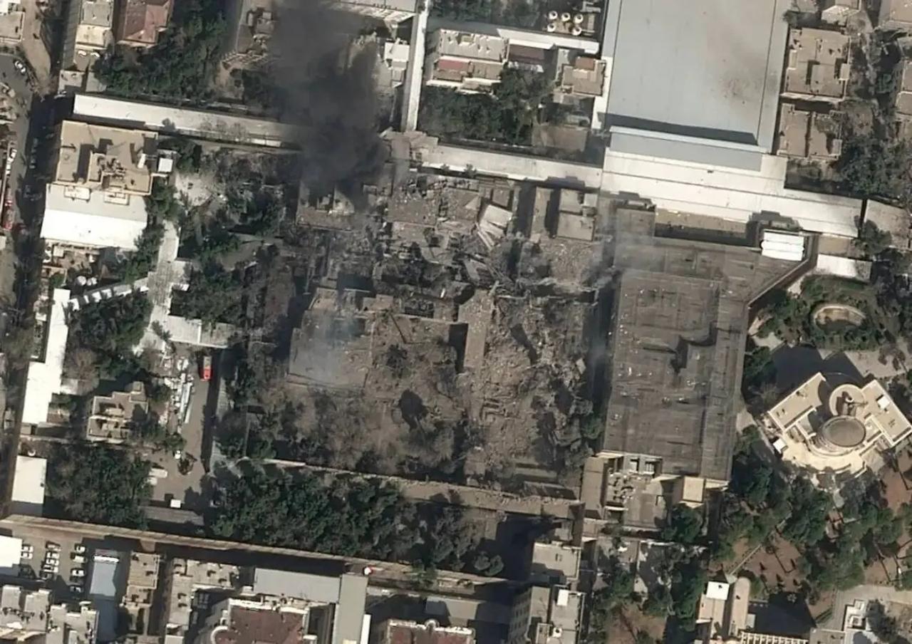 The Israel-US strikes caused significant damage at the secure compound of Ayatollah Ali Khamenei in Iran. (Image via X)