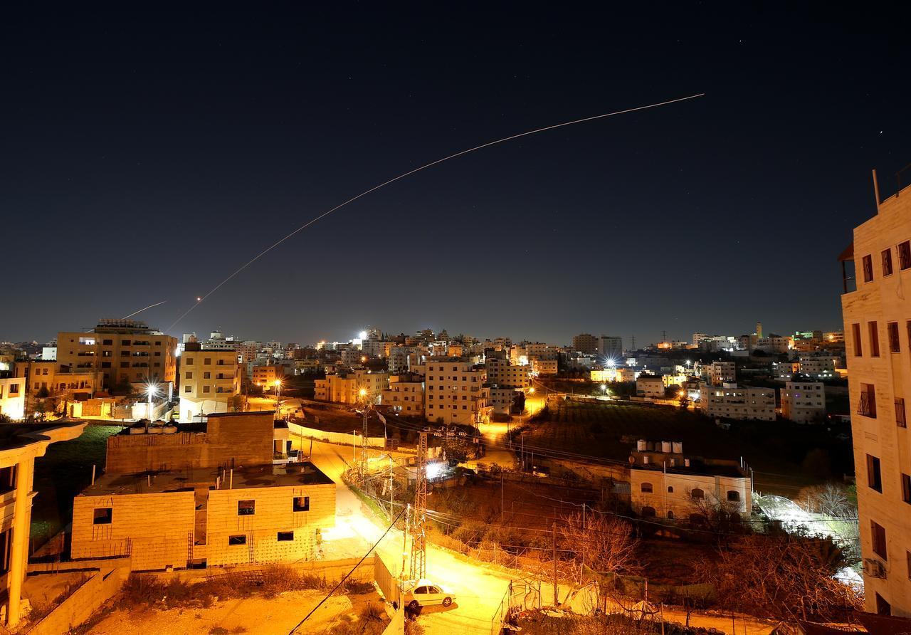 Some of the missiles launched from Iran are spotted in the skies over Hebron as Iran's missile attacks in retaliation for US-Israeli strikes continue, March 1, 2026 in West Bank. (AA Photo)