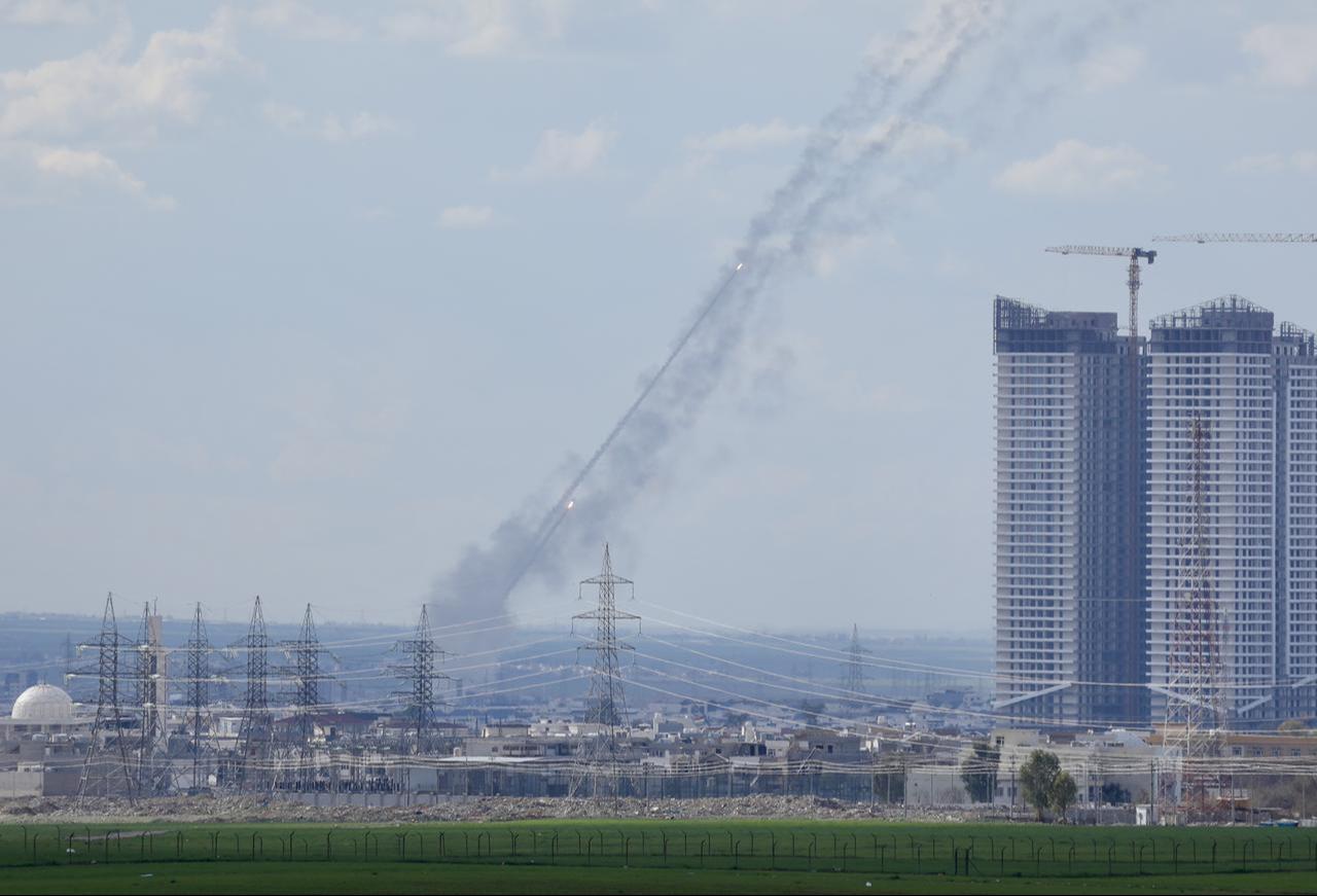 Projectiles, including missiles or unmanned aerial vehicles, targeting the U.S. base located at Erbil International Airport, are neutralized, Feb. 28, 2026, in Erbil, Iraq. (AA Photo)