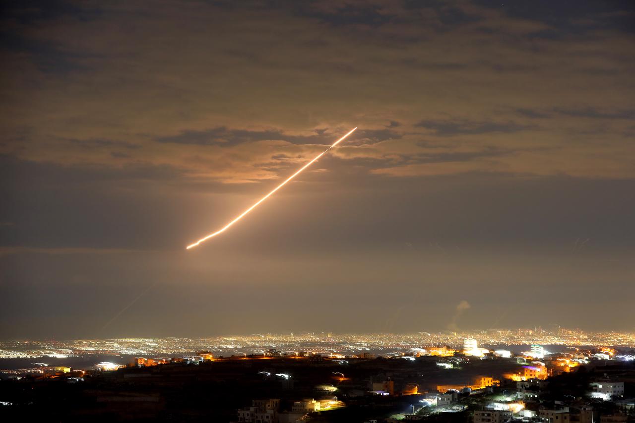 Some of the missiles launched from Iran are spotted in the skies over Hebron as Iran's missile attacks in retaliation for US-Israeli strikes continue, Feb. 28, 2026 in West Bank. (AA Photo)