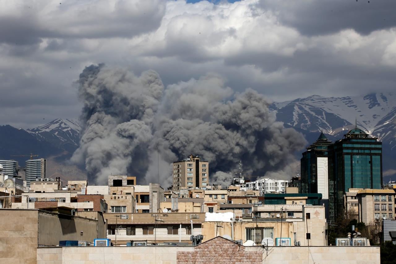 Smoke rises from the area after it was targeted in attacks as a series of explosions are heard in Tehran, Iran on March 01, 2026. (AA Photo)