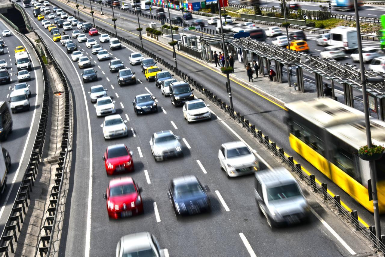 Traffic congestion on a controlled-access highway in Istanbul during rush hour. (Adobe Stock Photo)