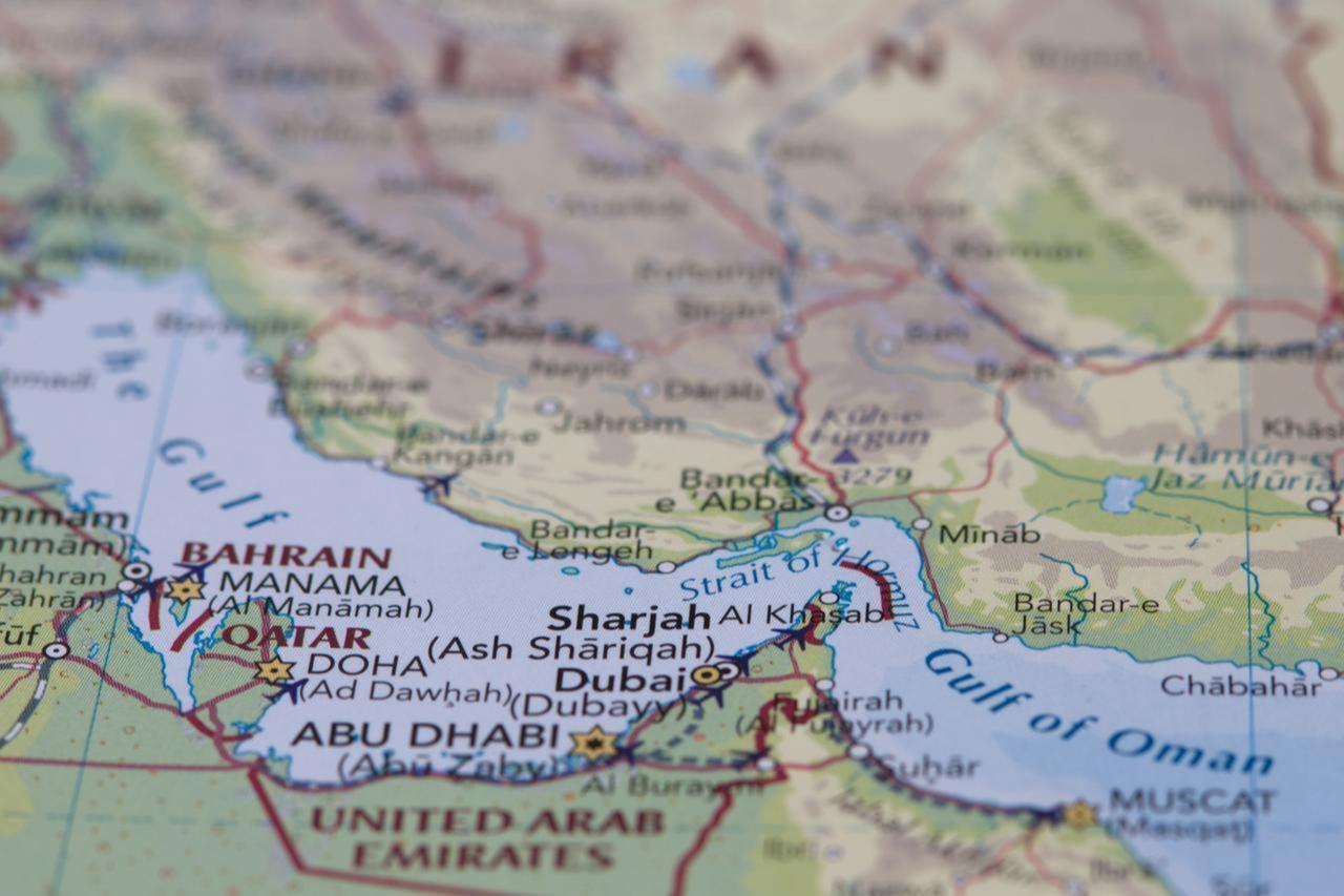 A close-up map highlights the Strait of Hormuz, bordered by Iran and key Gulf states, accessed on April 14, 2024. (Adobe Stock Photo)
