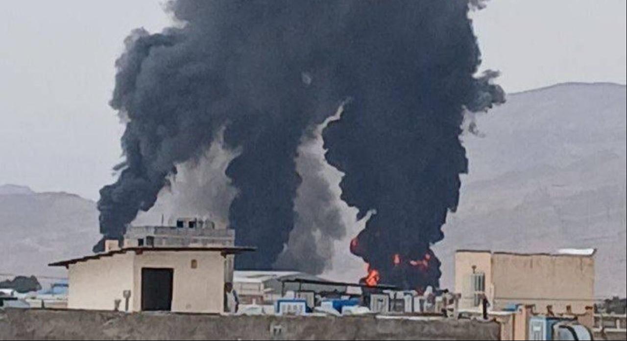 The image shows the location of the fire in Abu Dhabi.