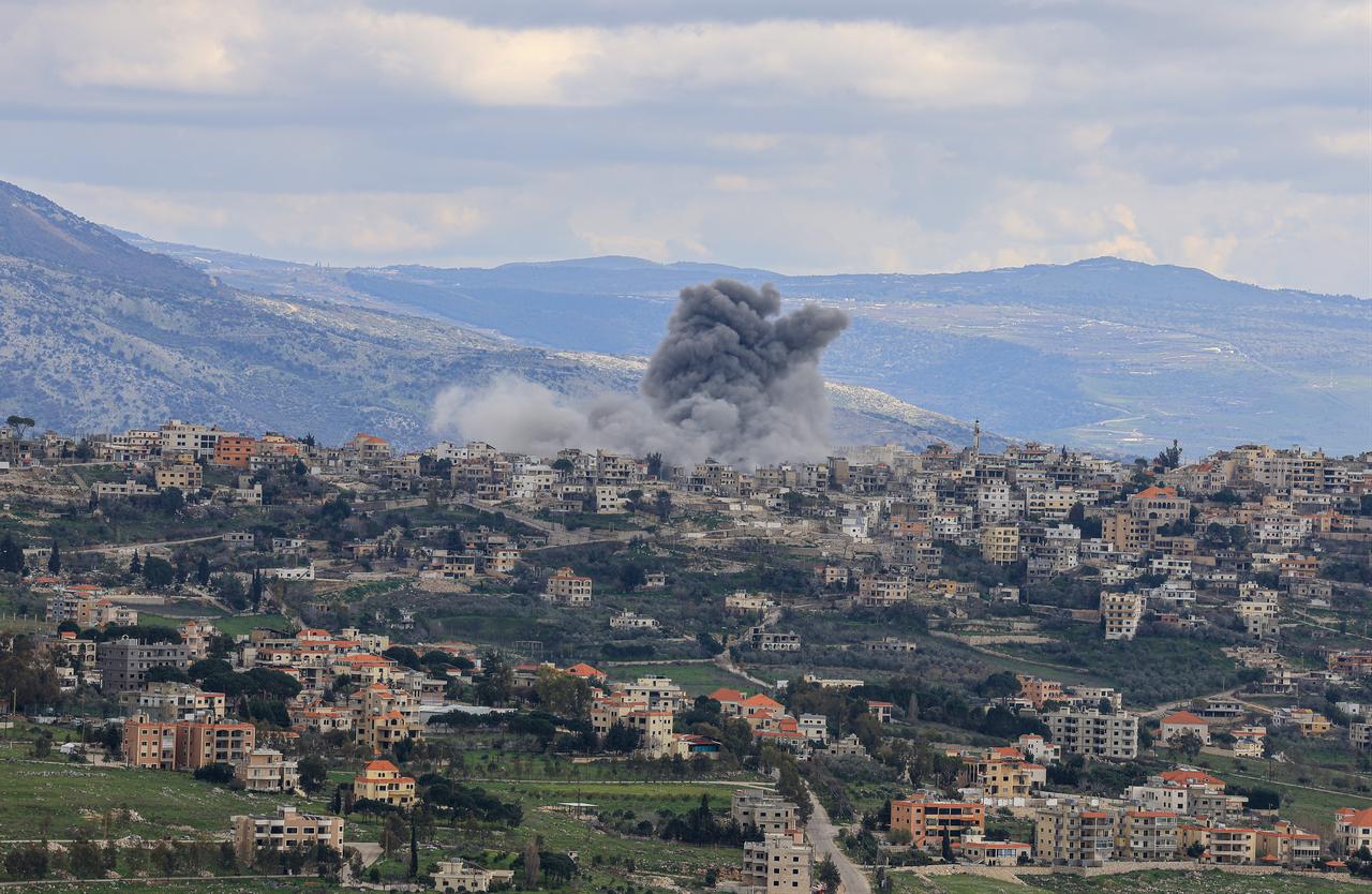 Smoke rises after the Israeli army carries out consecutive strikes targeting the  Al-Khiyam, a large town and municipality of the Nabatieh Governorate, southern Lebanon, March 4, 2026. (AA Photo)