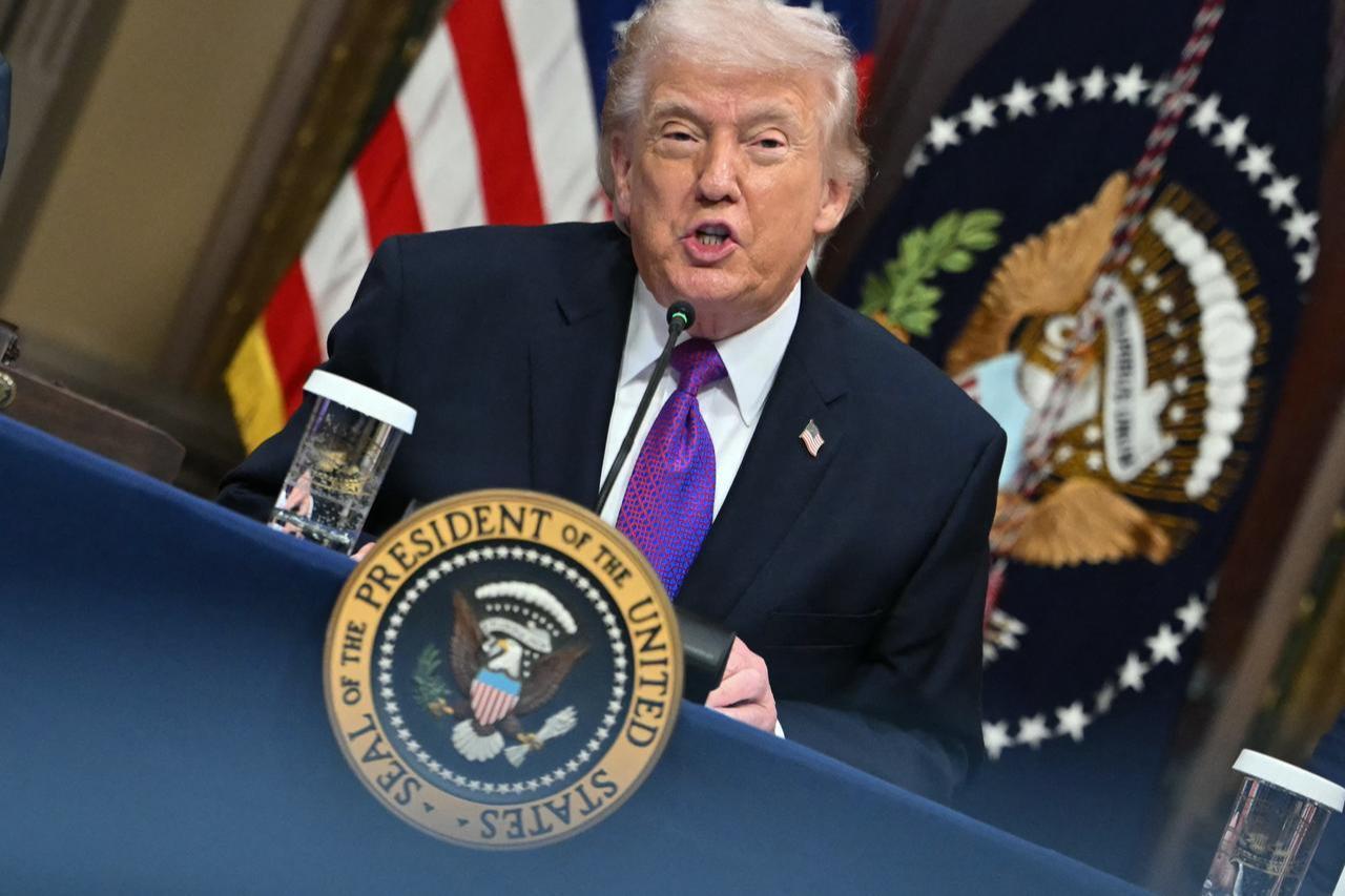 US President Donald Trump speaks during a roundtable on Ratepayer Protection Pledge in the Indian Treaty Room at the Eisenhower Executive Office Building on the White House campus in Washington, DC on March 4, 2026. (AFP Photo)