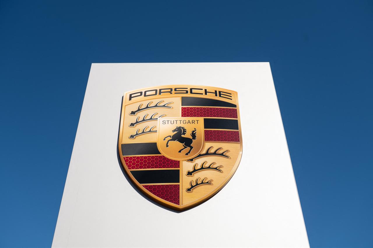 The Porsche logo is seen outside the premises of the "Exclusive Manufaktur" of German luxury car maker Porsche, in Stuttgart - Zuffenhausen, March 6, 2025. (AFP Photo)