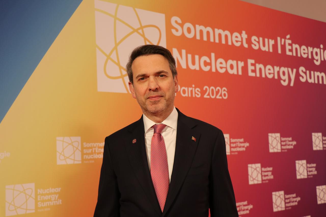Energy and Natural Resources Minister Alparslan Bayraktar attends the Nuclear Energy Summit in Paris, France, Mar. 11, 2026. (AA Photo)