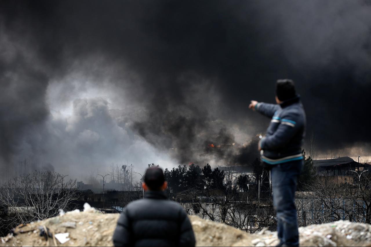 Black smoke rises after fires broke out following US-Israel attacks targeting some oil storage facilities targeted, including the Shehran oil depot, in Tehran, Iran on March 8, 2026. (AA Photo)