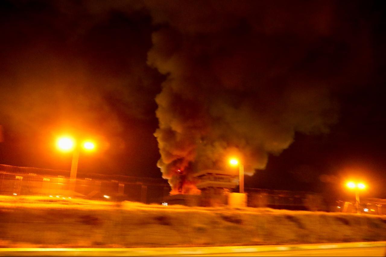 An explosion is reported near the U.S. Consulate and the Erbil International Airport area, with fire breaking out and thick smoke rising following the blast, March 12, 2026. (AA Photo)