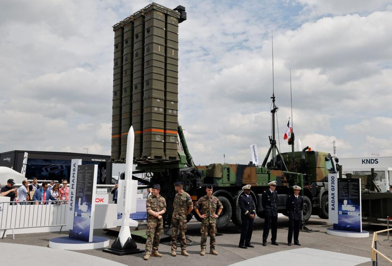 A Medium-Range air and missile defense SAMP/T (christened MAMBA by the French Air Force) is parked in the International Paris Air Show at the ParisLe Bourget Airport, June 19, 2023. (AFP Photo)