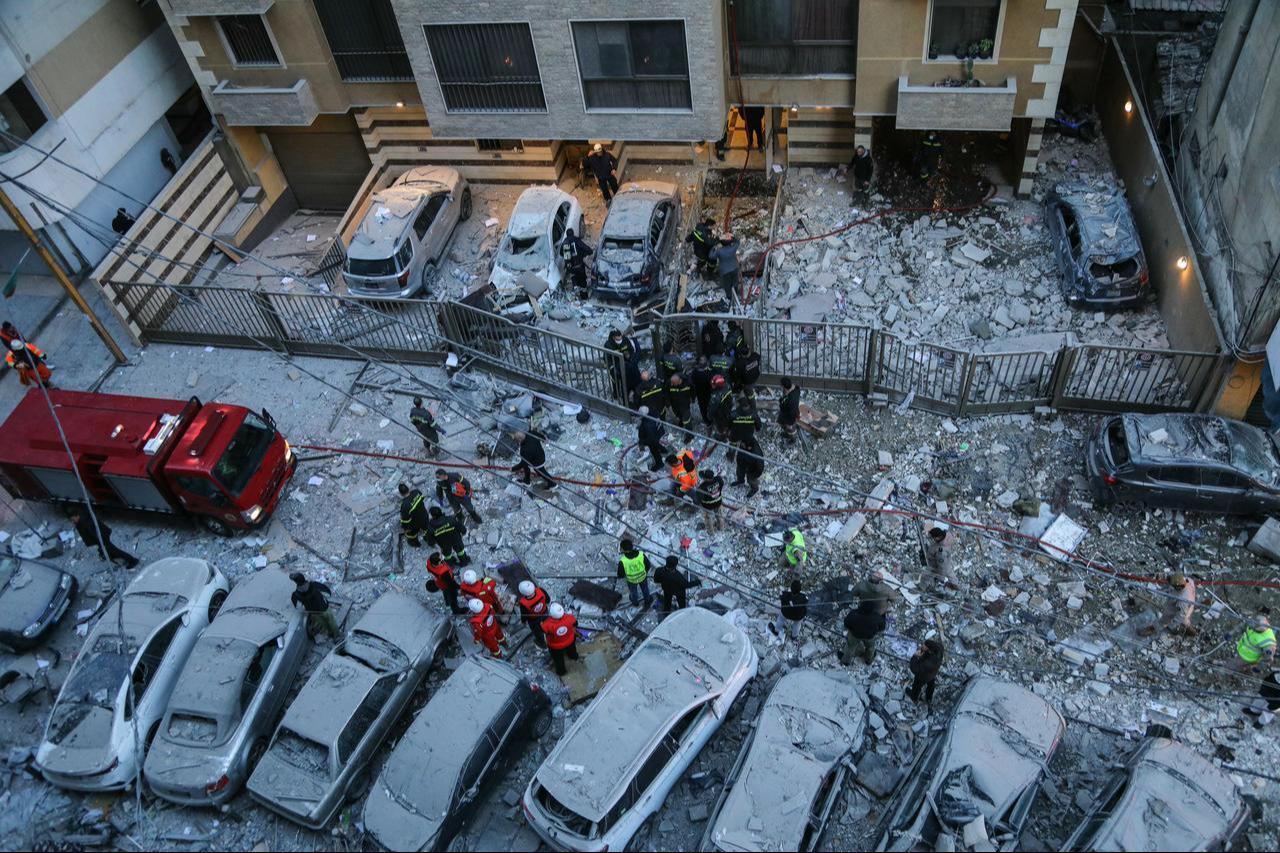 Emergency personnel work at the site of an Israeli airstrike that targeted a building in Beirut’s Aisha Bakkar neighbourhood on March 11, 2026. (AFP Photo)