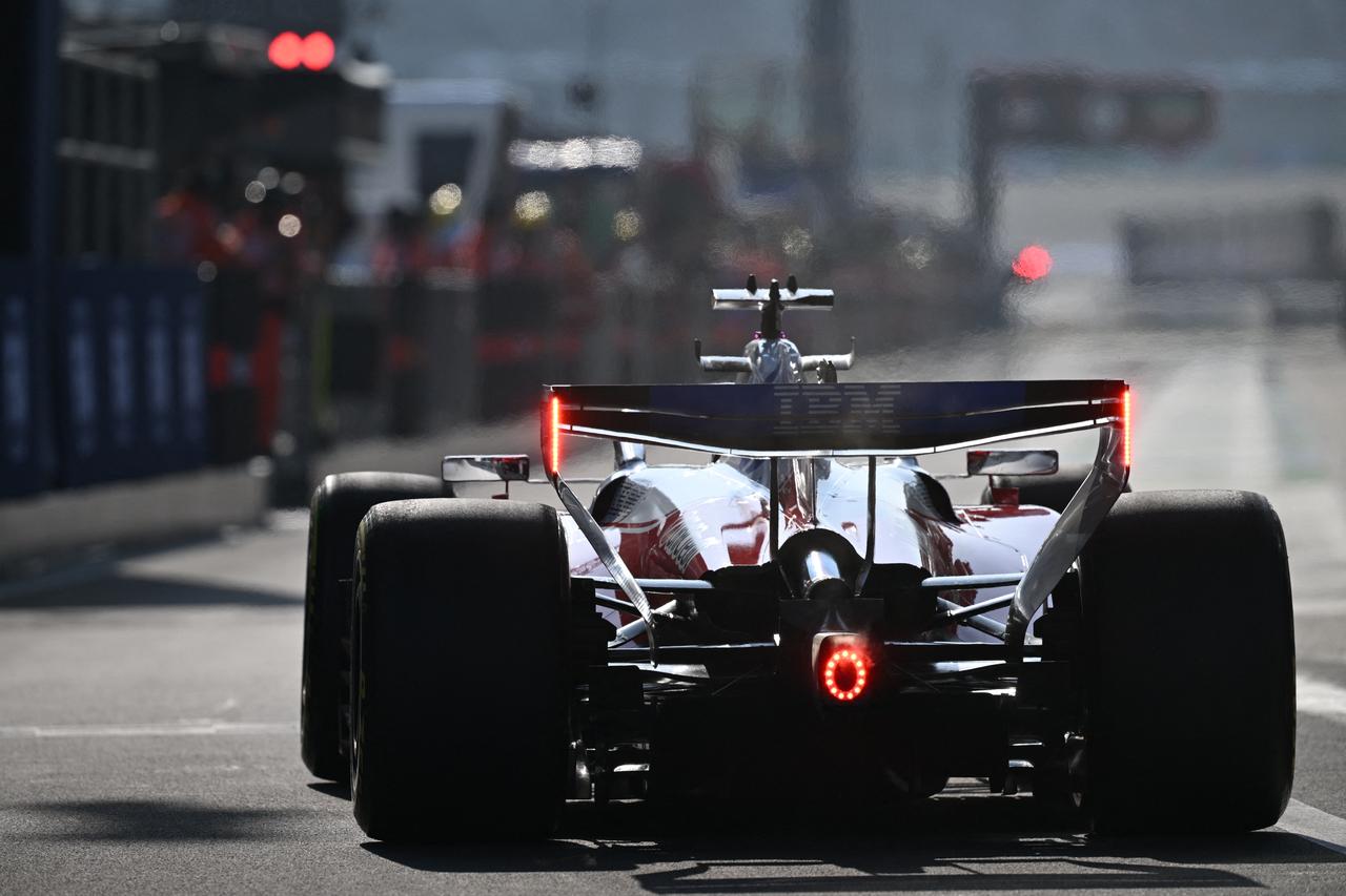 Ferrari's Monegasque driver Charles Leclerc drives into the pit lane during the sprint qualifying session ahead of the Formula One Chinese Grand Prix at the Shanghai International Circuit in Shanghai, March 13, 2026. (AFP Photo)