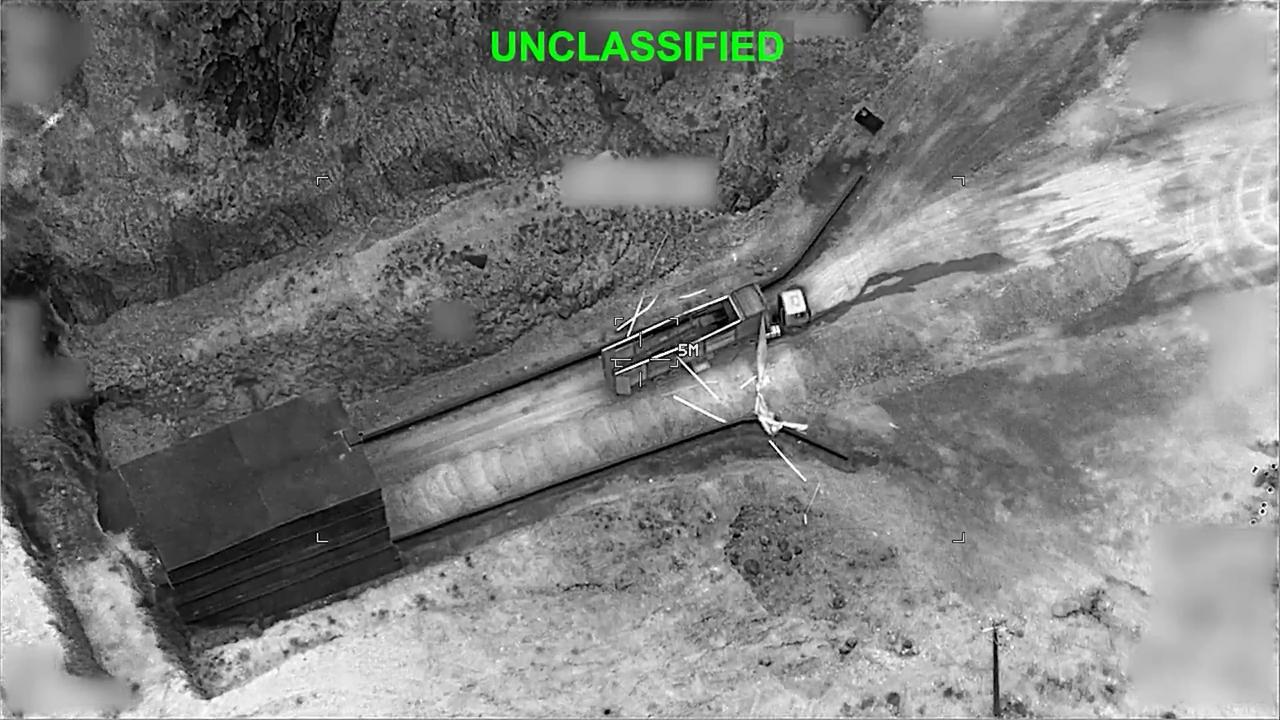 This screen grab, obtained from a video released by the US Central Command on their X account, shows an Iranian mobile missile launcher. (Photo via X/@CENTCOM)