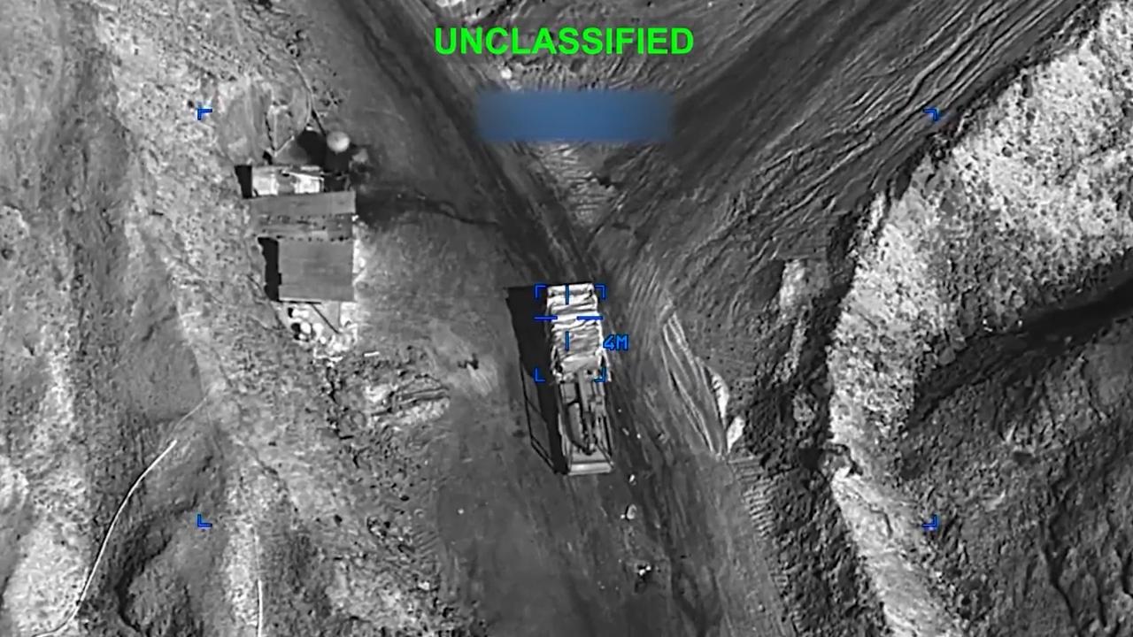 This screen grab, obtained from a video released by the US Central Command on their X account, shows an Iranian mobile missile launcher. (Photo via X/@CENTCOM)