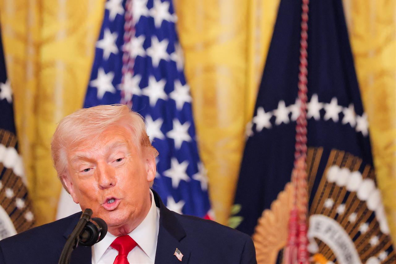 U.S. President Donald Trump and first lady Melania Trump host a Women's History Month Celebration at the White House on March 12, 2026 in Washington, DC. (AFP Photo)