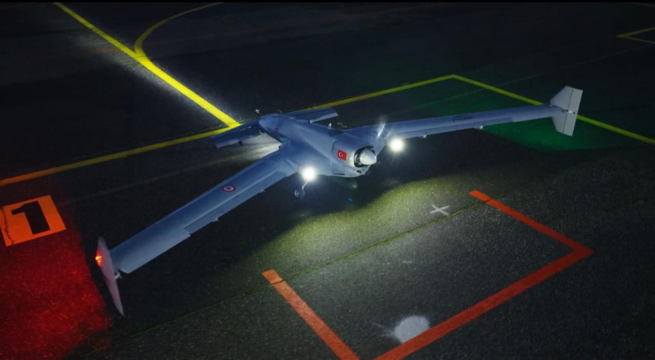 Turkish drone manufacturer Baykar's K2 Kamikaze unmanned aerial vehicle (UAV) during multi-day flight tests in Türkiye. (IHA Photo)