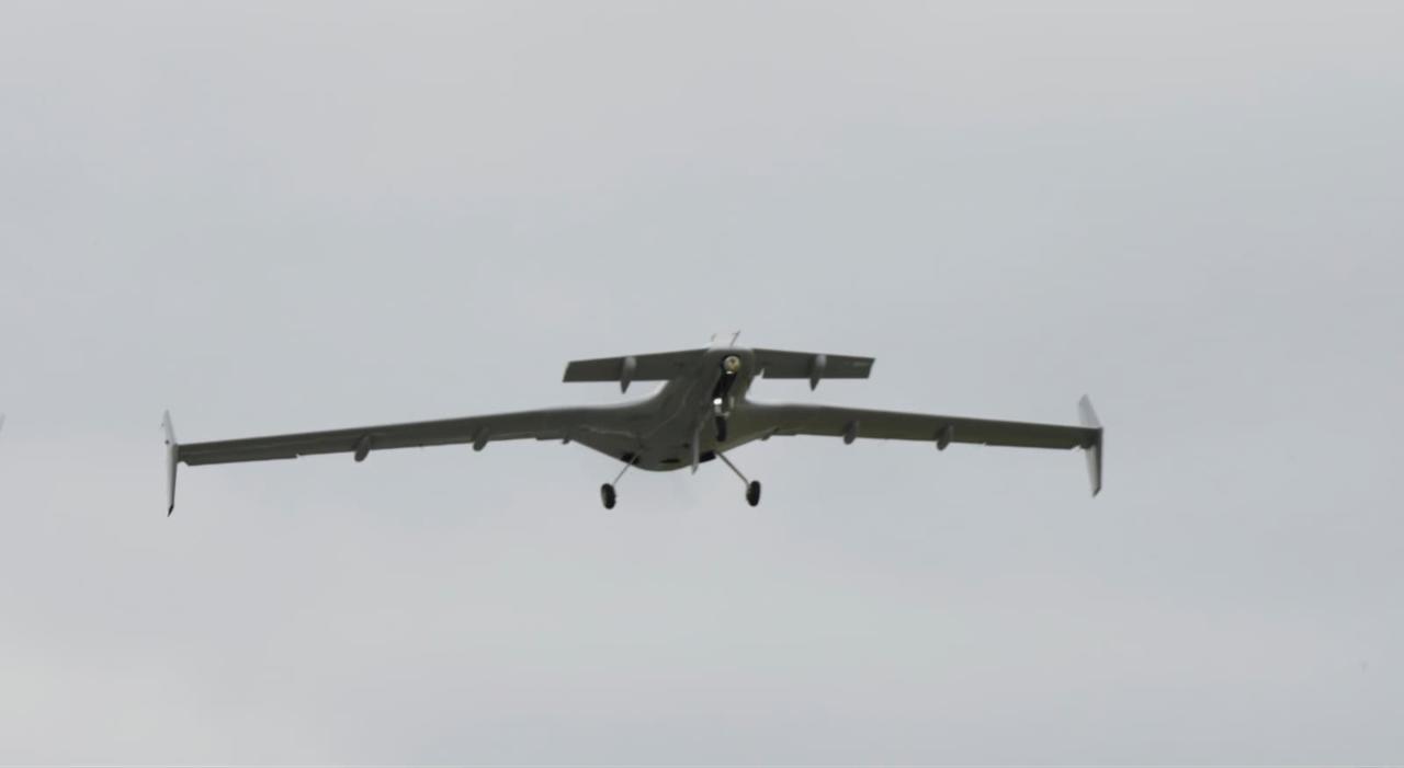 Turkish drone manufacturer Baykar's K2 Kamikaze unmanned aerial vehicle (UAV) during multi-day flight tests in Türkiye. (IHA Photo)