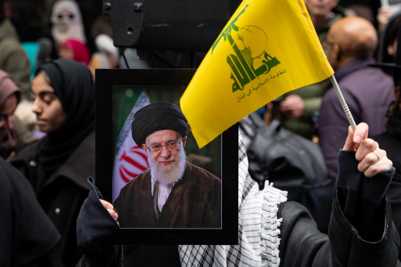 People take part in a protest and march gathering at Times Square on Al-Quds Day, to oppose the joint US–Israel war on Iran in New York City, United States, March 13, 2026. (AA Photo)
