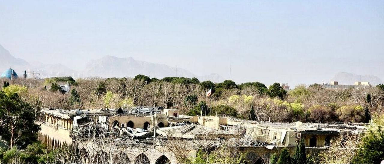 The governor’s office at Janan Palace in Isfahan following a bombing during the US-Israeli strikes in Iran. (Photo via Iran INTL)