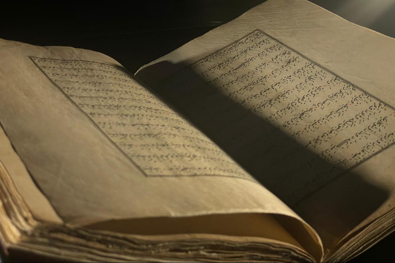 The original Bursa Manuscript of the Book of Dede Korkut is displayed at the Muradiye Manuscripts Museum in Bursa, Türkiye, Feb. 26, 2026. (Photo by Koray Erdogan/Türkiye Today