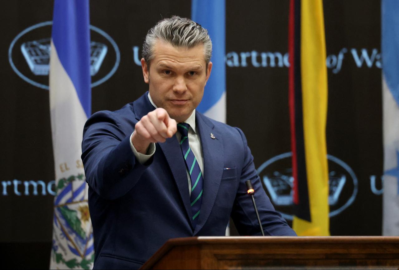 Secretary of War Pete Hegseth speaks during the inaugural Americas Counter Cartel Conference at the U.S. Southern Command Headquarters, March 5, 2026, in Doral, Florida. (AFP Photo)