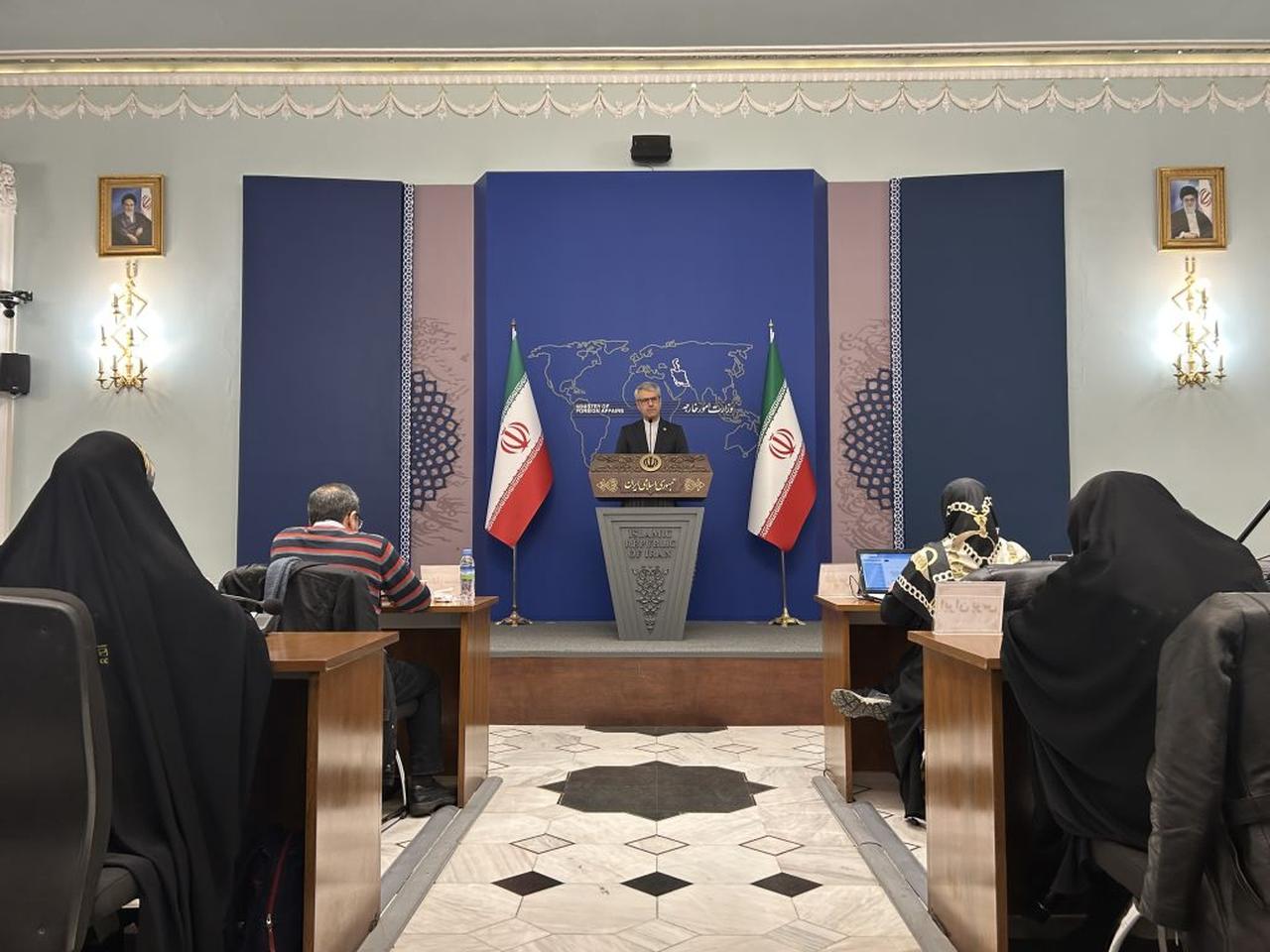 Iran's Foreign Ministry spokesman Esmaeil Baqaei answers the press' questions at the weekly press conference in Tehran, Iran, February 17, 2025. (AA Photo)