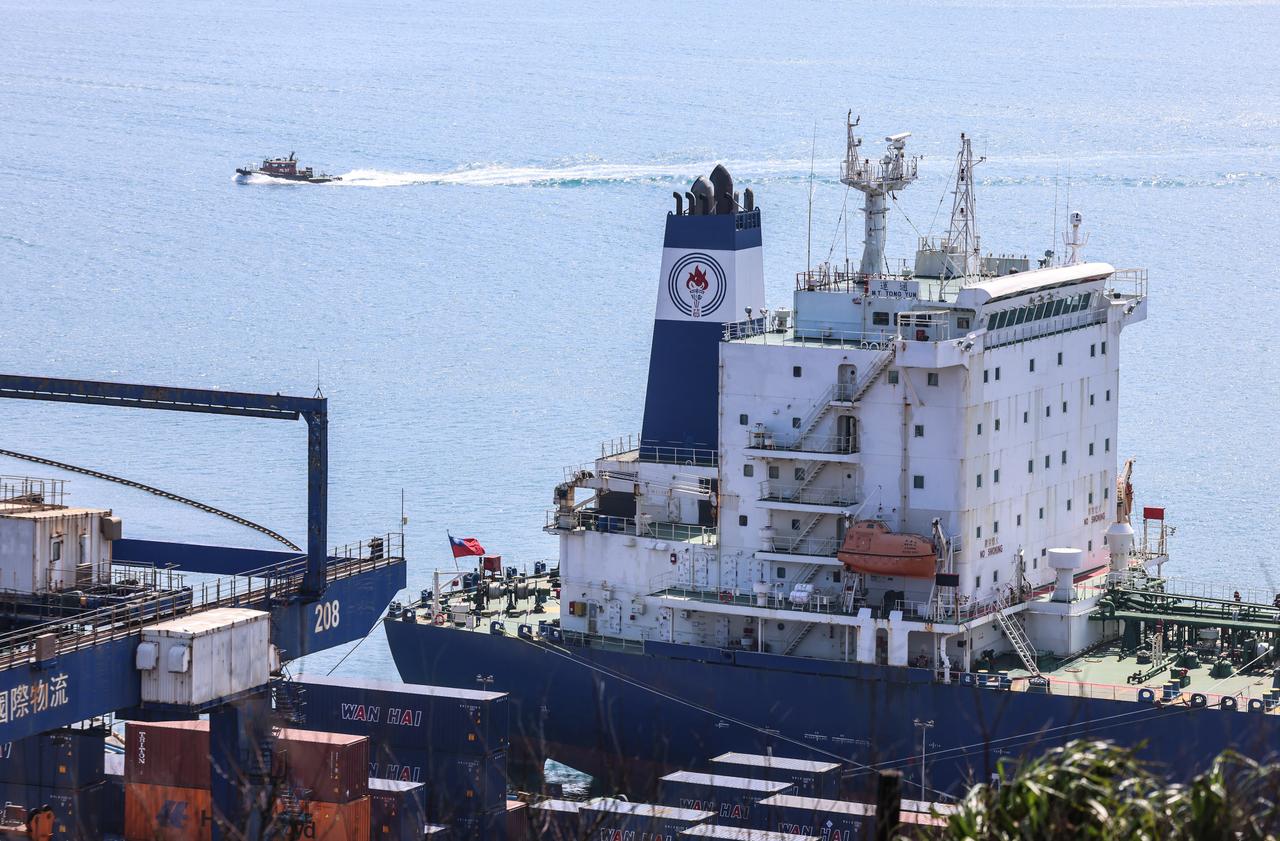 An oil tanker of CPC Corporation is docked at Keelung Port on March 13, 2026. (AFP Photo)
