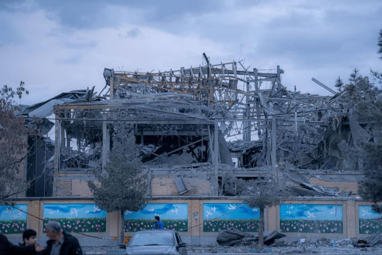 The photo shows the aftermath of an Israeli-US strike on Shahid Khomeini Boys' School in the city of Khomein, Iran, March 16, 2026. (Photo via Telegram/@mehrnews)