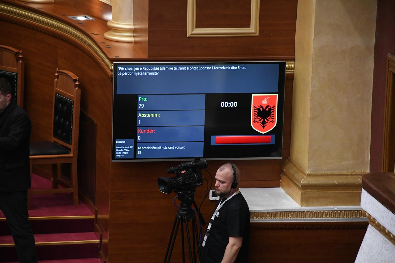 Albanian Parliament approves a motion declaring Iran a “state sponsor of terrorism” and calls on the government to designate the Islamic Revolutionary Guard Corps and Hezbollah as terrorist organizations, in Tirana, Albania on March 17, 2026. (AA Photo)
