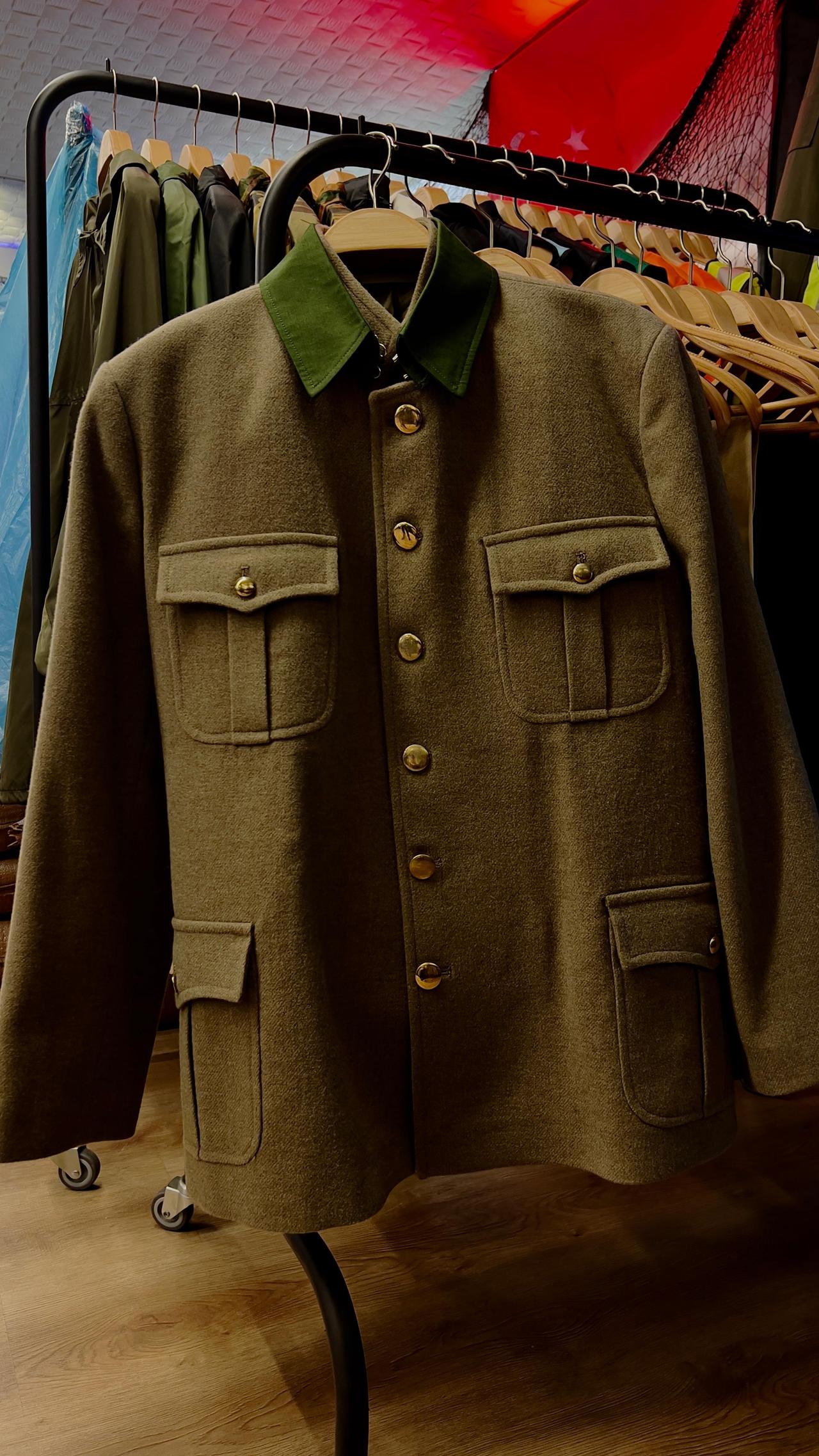 A late Ottoman Empire army jacket made of pure wool, recreated in the textile city of Usak using traditional techniques. Forty-five needles together make that army jacket. (Nour Dajani/Türkiye Today)