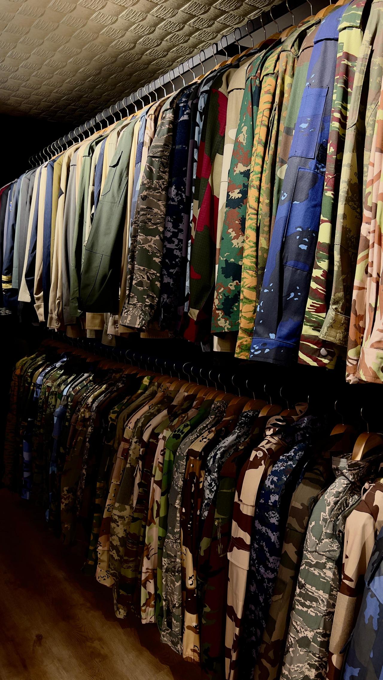 Interior of Raff Military Textile, showcasing a range of garments in varied styles, colors, and patterns. (Nour Dajani/Türkiye Today)