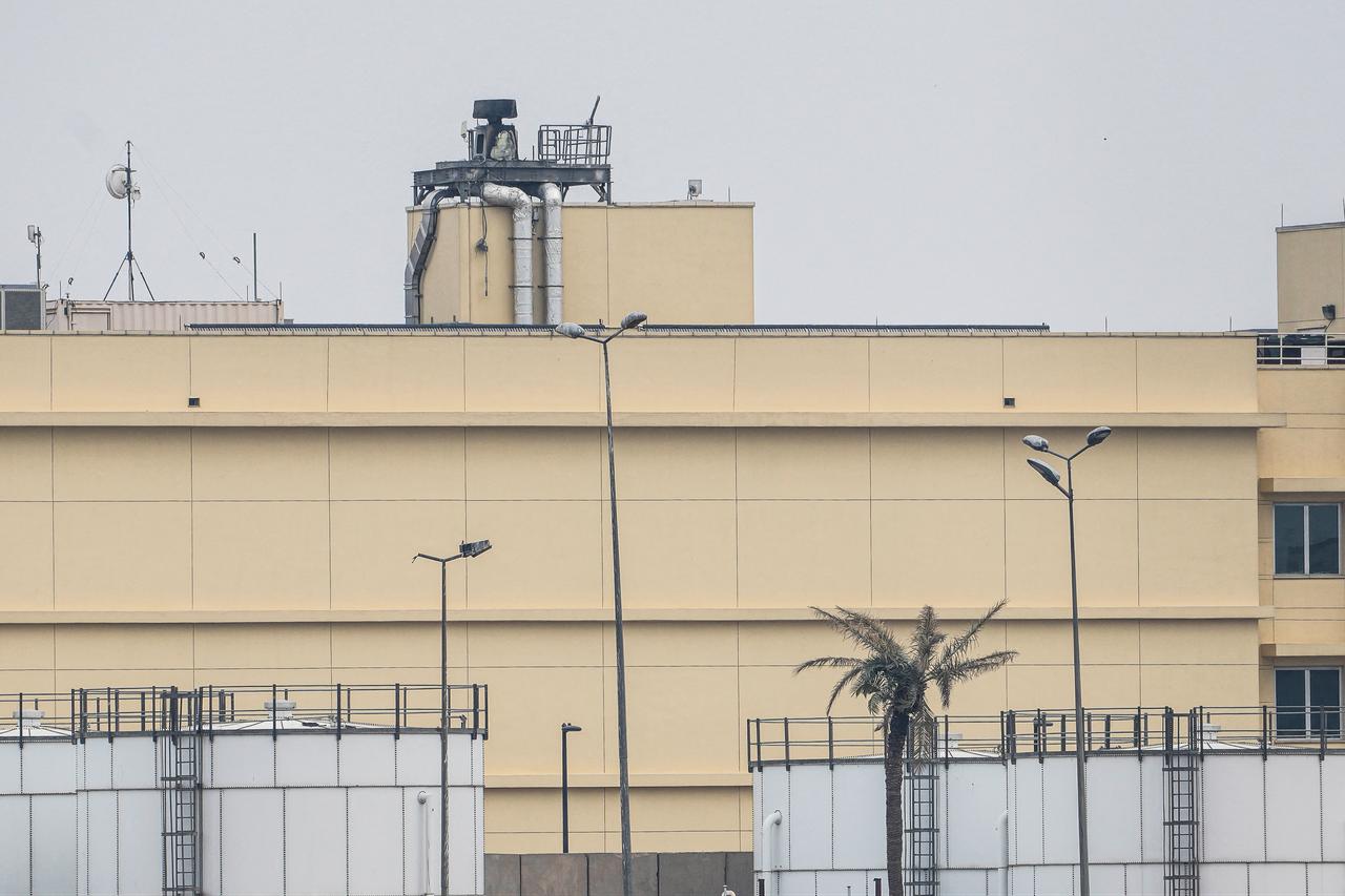 A photograph shows the damage following a reported drone strike on the US embassy in Baghdad's fortified "Green Zone" on March 14, 2026. (AFP Photo)