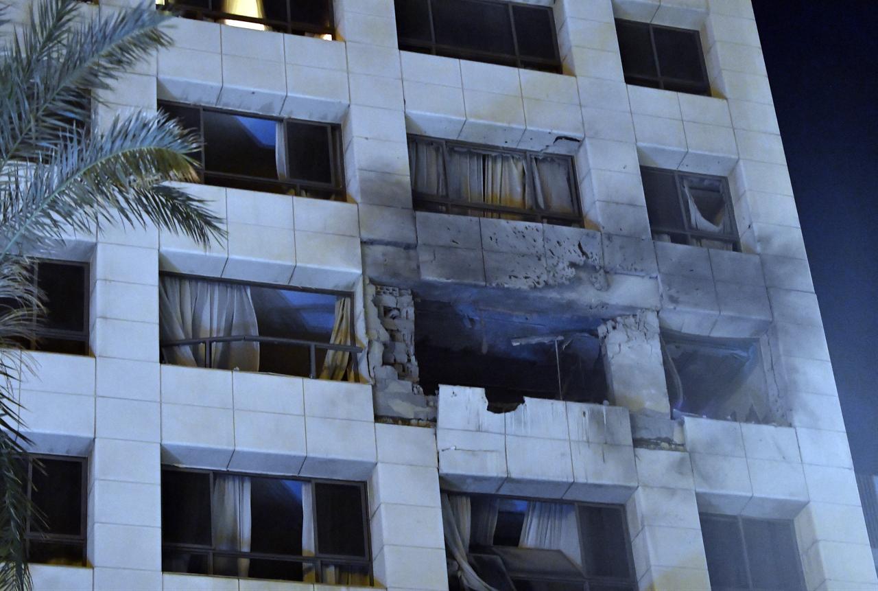 A view of destruction on a hotel building following the Israeli attack in Beirut, Lebanon, March 8, 2026. (AA Photo)