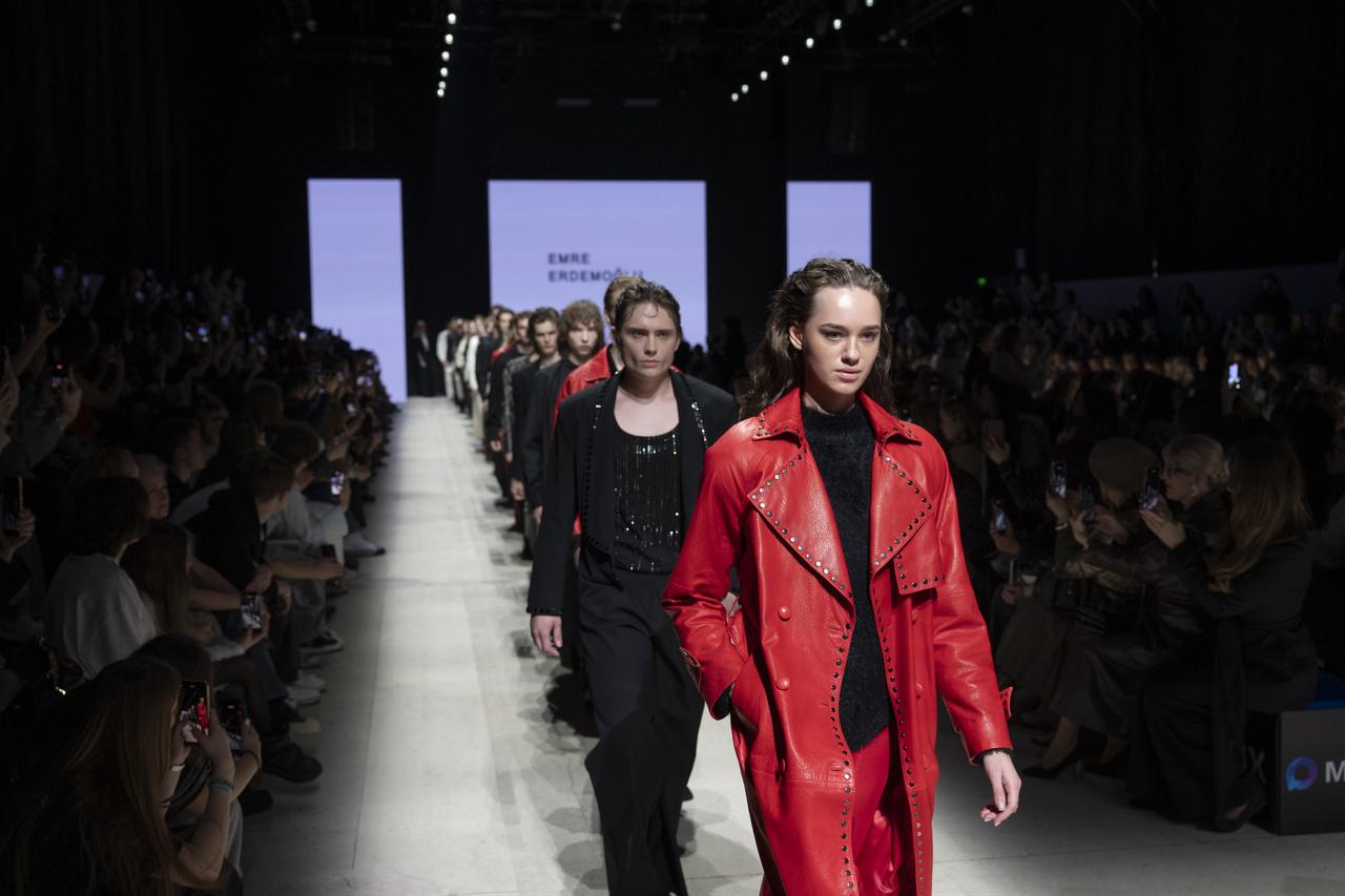 The event, held at the Manege Central Exhibition Hall in the capital Moscow, Emre Erdemoglu presented his new designs on the runway under his collection titled “No Apologies,” attracting the attention of stylists, fashion enthusiasts, and designers. Russia, March 17, 2026. (AA Photo)