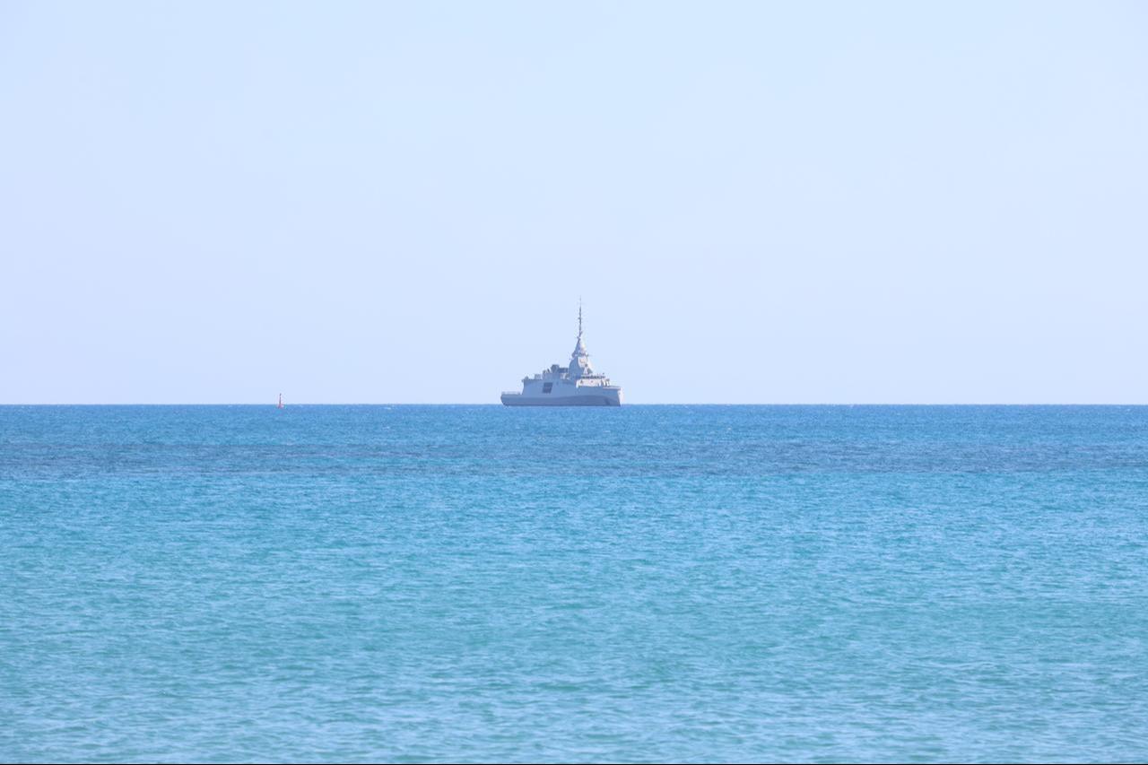 One of the two frigates sent from Greece arrives at a port in Limassol, Greek Cyprus, on March 04, 2026. (AA Photo)