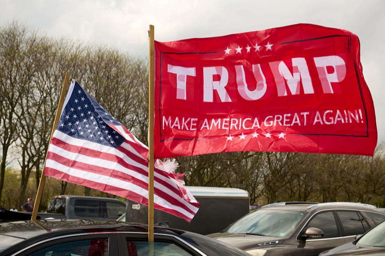 US President Donald Trump holds a rally at Macomb County Community College in Warren, MI, on April 29, 2025, to commemorate his first 100 days in office. (AFP Photo)