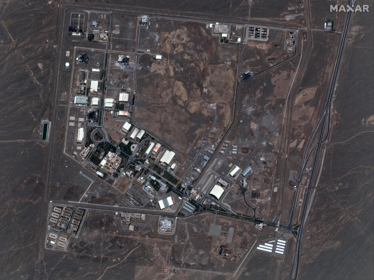 This handout satellite image provided by Maxar Technologies shows the Natanz nuclear enrichment facility in central Iran on June 14, 2025 after it was hit by Israeli strikes. (Photo by Satellite image ©2025 Maxar Technologies/AFP)