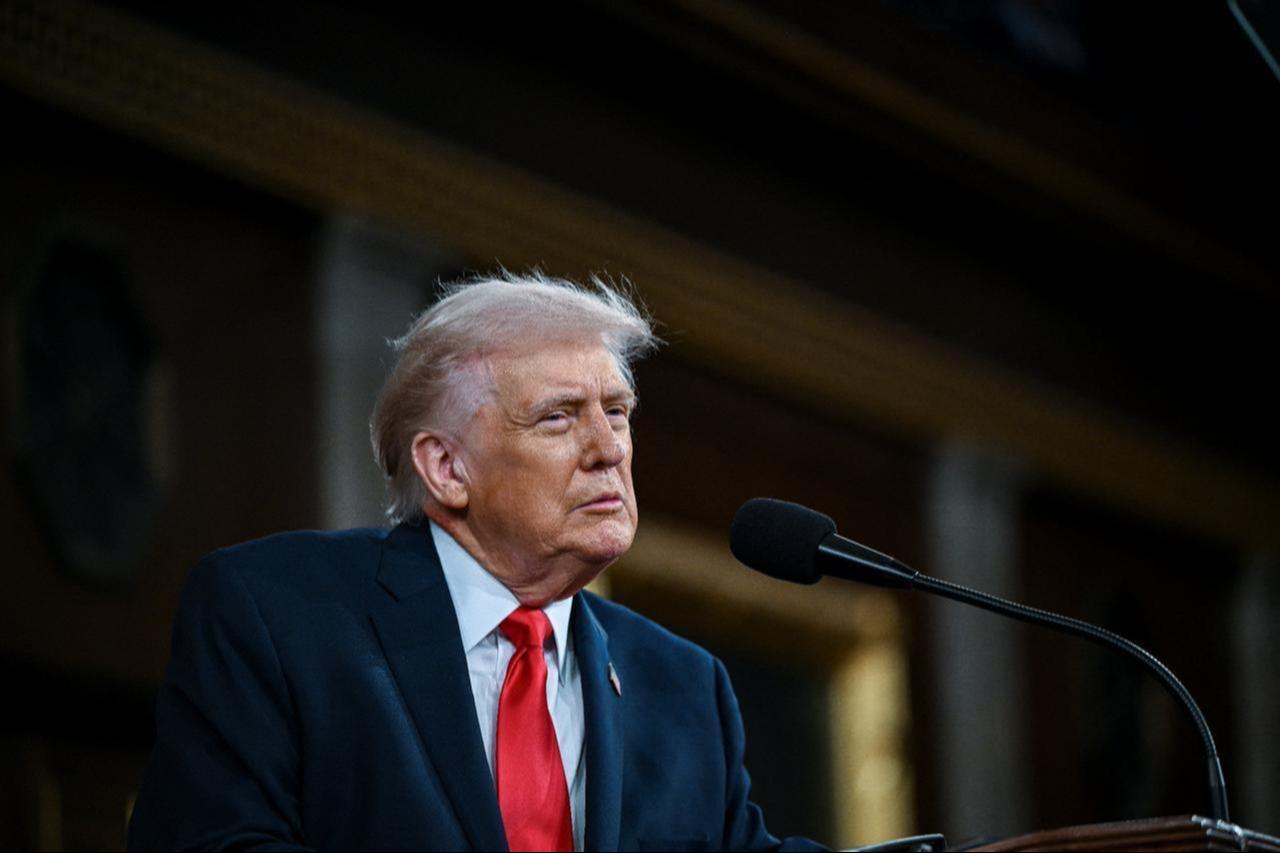 US President Donald Trump delivers the first State of the Union address of his second term to a joint session of Congress in House Chamber of United States Capitol in Washington, DC, on February 24, 2026. (AFP Photo)