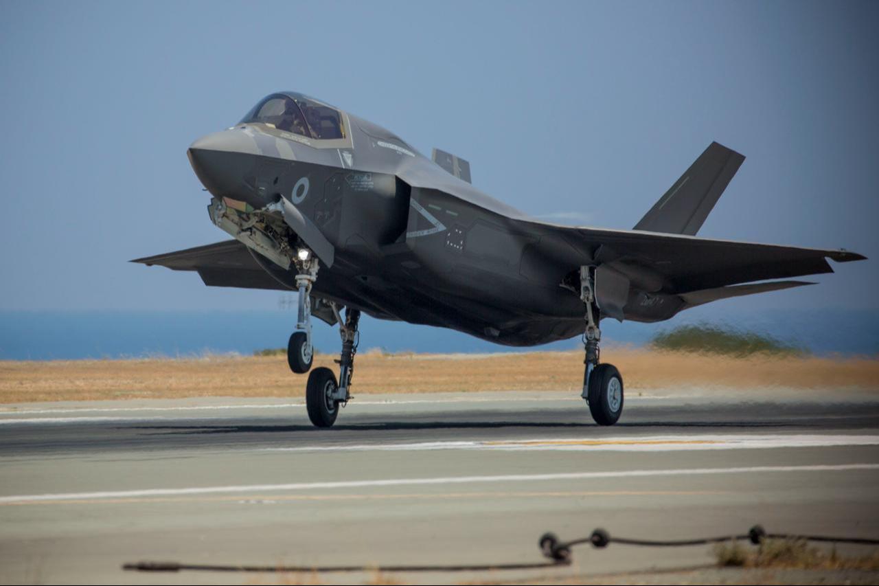 A Royal Air Force F-35B Lightning jet returning from its first operational sortie at RAF Sovereign Base Areas of Akrotiri and Dhekelia,  June 26, 2019. (Photo via RAF)