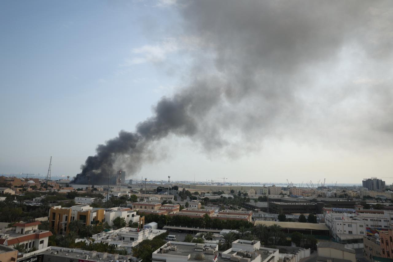 Smoke rises after Iran launched a missile attack targeting the headquarters of the U.S. Navy’s Fifth Fleet in Manama, following what it described as retaliation against U.S. and Israeli strikes, in Manama, Bahrain on February 28, 2026. (AA Photo)