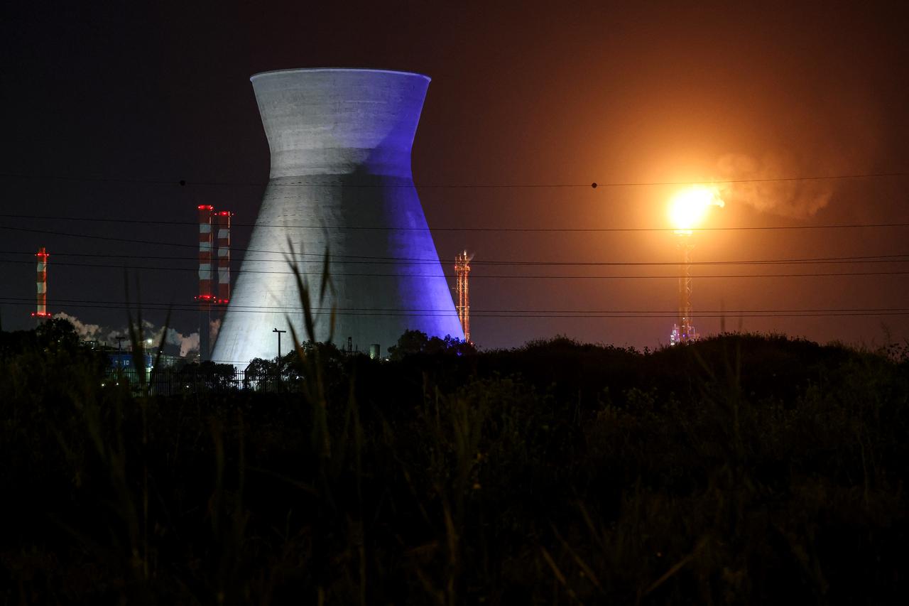 Excess gas is burned at the oil refinery in Israel's northern city of Haifa late on March 19, 2026. (AFP Photo)