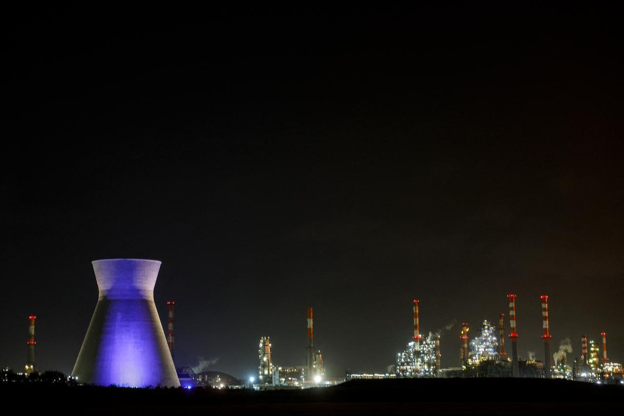 The oil refinery in Israel's northern city of Haifa is pictured late on March 19, 2026. (AFP Photo)