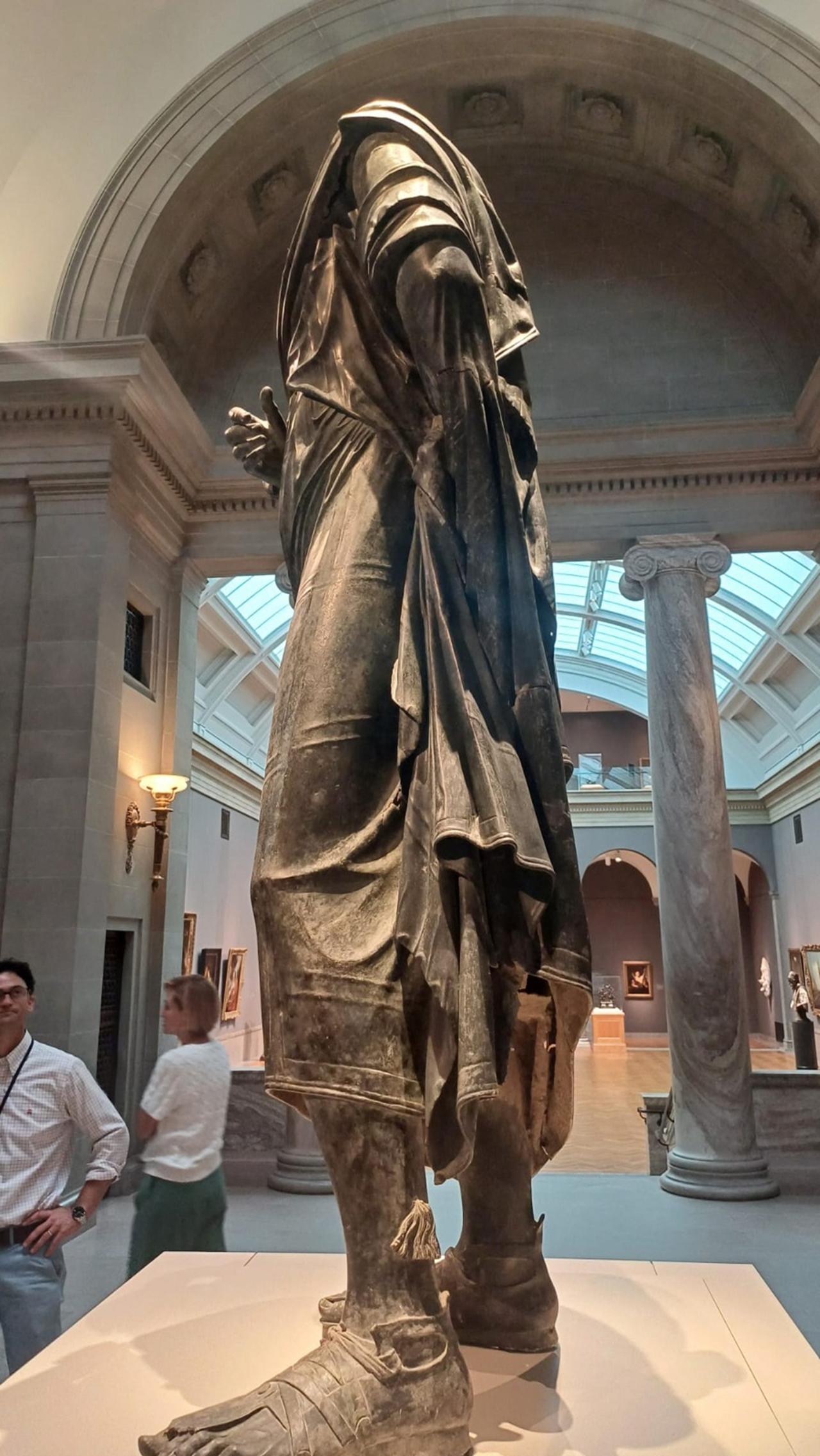 A headless bronze statue of Roman Emperor Marcus Aurelius is seen on display at the Metropolitan Museum of Art, in New York, USA, July 19, 2025. (AFP Photo)