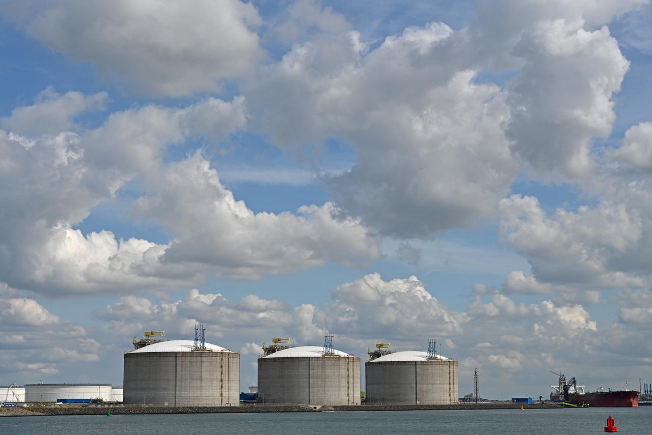 Liquefied natural gas (LNG) storage tanks at a terminal in Rotterdam, Netherlands. (Adobe Stock Photo)