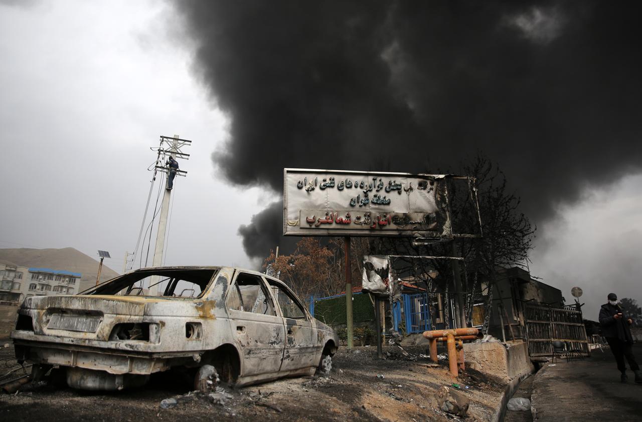 Black smoke rises after fires broke out following US-Israel attacks targeting some oil storage facilities targeted, including the Shehran oil depot, in Tehran, Iran on March 8, 2026. (AA Photo)